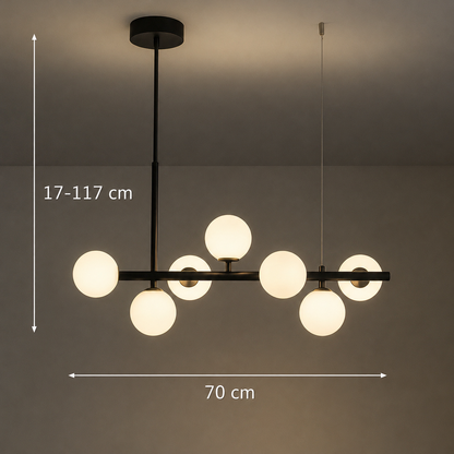 Lustre à ampoule moderne LOFT Pavilion, 7x G9, Noir, Métal, Hauteur réglable
