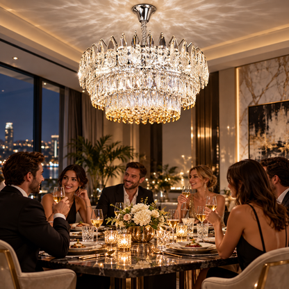 Lustre en cristal MAJESTIC Magno 15x E14, diamètre 60 cm, chrome brillant, hauteur réglable