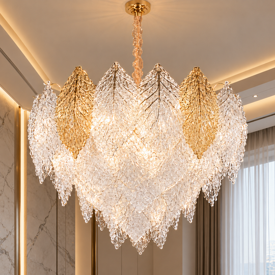 Lustre en cristal LACE Magno 11xE14, diamètre 60 cm, hauteur 42 cm, or brillant, hauteur réglable, design élégant