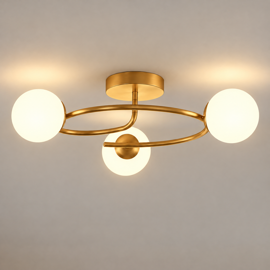 Lustre LED et cristal ORBIT, 66cm, 3xE27, Globes, Or