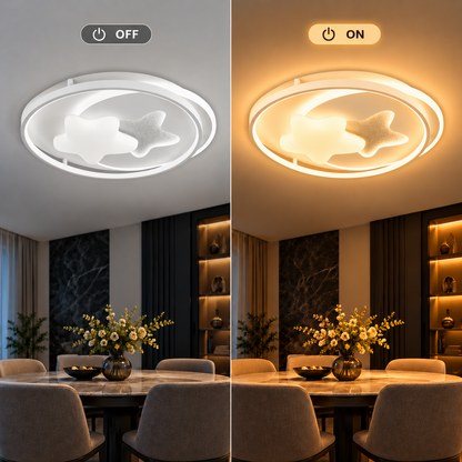 Lustre LED avec télécommande ISTARAVSHAN, Forme des Corps Célestes, 87W, Lumière Froide/Chaude/Neutre, Dimmable, Blanc