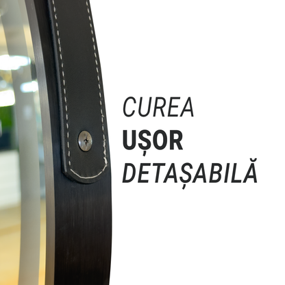 Miroir rond LED, 60 cm, Celeste Majeste Noir Eleve MotionGlow Marcello, système anti-buée, horloge et thermomètre, intensité variable