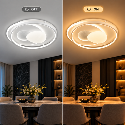 ISTARAVSHAN Lustre LED avec télécommande, Forme Ovale, 85W, Lumière Froide/Chaude/Neutre, Dimmable, Blanc