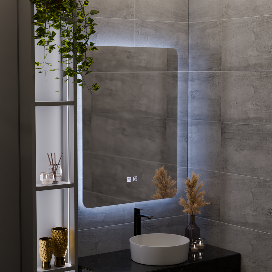 Miroir LED rectangulaire ARTEA Touch, 14 W, 60 x 80 cm, système anti-buée, intensité variable, lumière froide 6000 K Miroirs Korman E Default Title Alessandro Design
