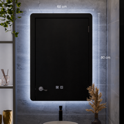 Miroir LED rectangulaire ARTEA Touch, 14W, 60X80cm, système anti-buée, intensité variable, lumière froide 6000K