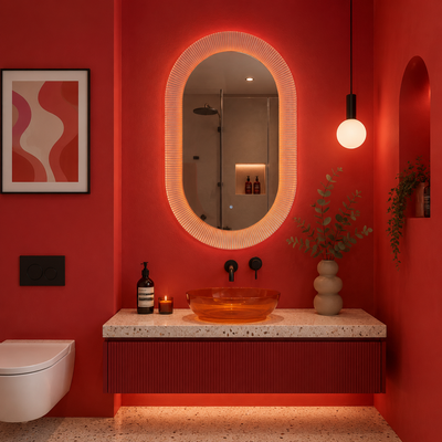 Miroir Giga LED, 80x60cm, Argent, Touch, lumière 6000K