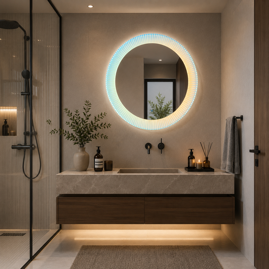 Miroir Giga LED, 80x60cm, Argent, Touch, lumière 6000K