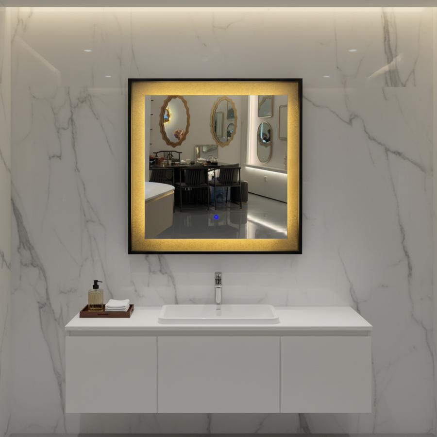 Miroir Giga LED, 80x60cm, Argent, Touch, lumière 6000K