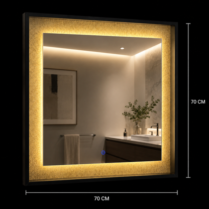 Miroir Giga LED, 80x60cm, Argent, Touch, lumière 6000K