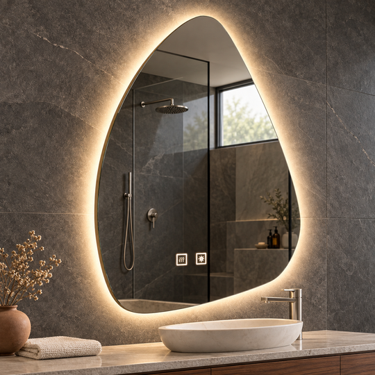 Miroir LED Organique 40x60cm, Lumière Froide, Système Antibuée, Intensité Variable