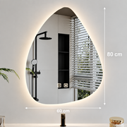 Miroir LED Organique 60x80cm, Lumière Froide, Système Antibuée, Intensité Variable