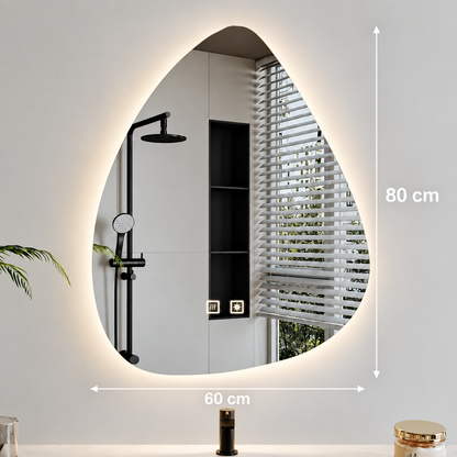Miroir LED Organique 60x80cm, Lumière Froide, Système Antibuée, Intensité Variable