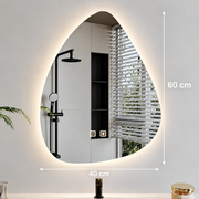 Miroir LED Organique 40x60cm, Lumière Froide, Système Antibuée, Intensité Variable