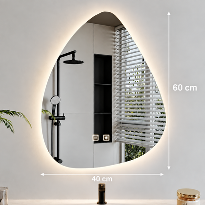 Miroir LED Organique 40x60cm, Lumière Froide, Système Antibuée, Intensité Variable