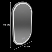Miroir Ovale LED 50X80cm, Velara Touch, Système Antibuée, Intensité Variable, Lumière Froide 6000K