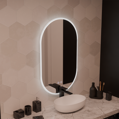 Miroir LED ovale 60x80cm Llexort, tactile, système anti-buée, miroirs à intensité variable Korman E Default Title Alessandro Design