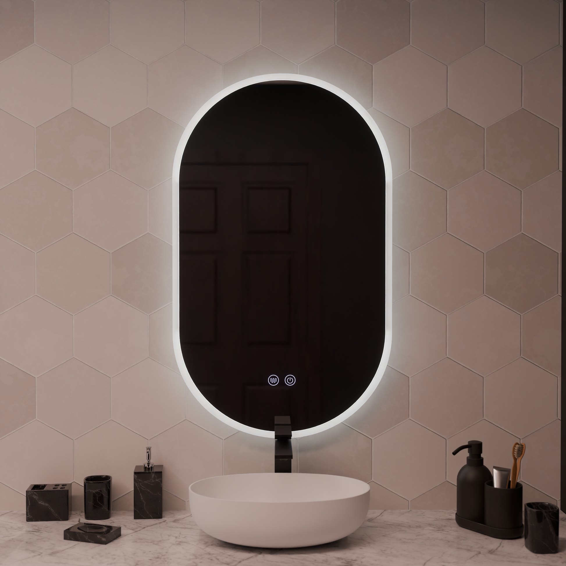 Miroir LED ovale 60x80cm Llexort, tactile, système anti-buée, miroirs à intensité variable Korman E Default Title Alessandro Design
