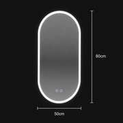 Miroir LED ovale 50x80cm Llexort, Touch, Système anti-buée, Gradable