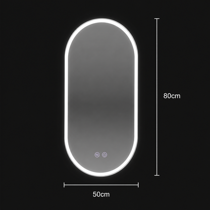 Miroir LED ovale 50x80cm Llexort, Touch, Système anti-buée, Gradable