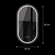 Miroir LED ovale, 60x80cm, Velara Touch, système anti-buée, intensité variable