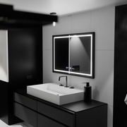 Miroir LED rectangulaire, 100x80 cm, Verite Majeste Noir MotionGlow Marcello, système anti-buée, horloge et thermomètre, miroirs à intensité variable Marcello Default Title Alessandro Design