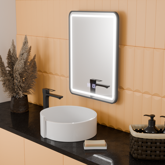 Miroir LED rectangulaire, 50x70 cm, EDGE Touch, système anti-buée, cadre noir Miroirs Korman E Default Title Alessandro Design