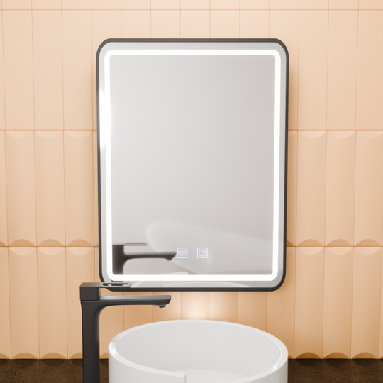 Miroir LED rectangulaire, 50x70 cm, EDGE Touch, système anti-buée, cadre noir Miroirs Korman E Default Title Alessandro Design