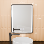 Miroir LED rectangulaire, 45x60cm, EDGE Touch, système anti-buée, cadre noir