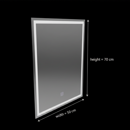 Miroir LED rectangulaire, 50x70cm, FRAME Basic Touch