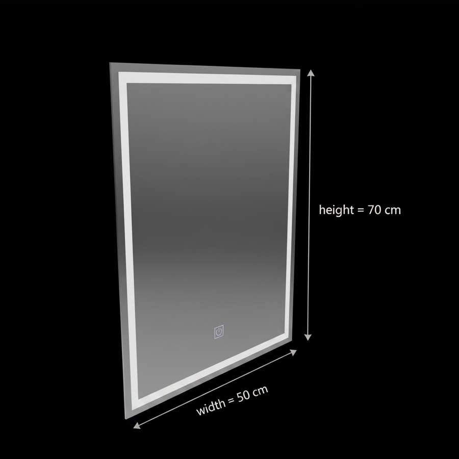 Miroir LED rectangulaire, 50x70cm, FRAME Basic Touch
