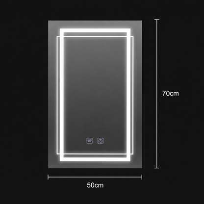 Miroir LED rectangulaire, 50x70cm, KOVEN Touch, système anti-buée, intensité variable