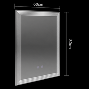 Miroir LED rectangulaire, 60x80cm, ADIS Touch, système anti-buée, intensité variable