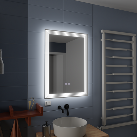 Miroir LED rectangulaire, 60x80 cm, ADIS Touch, système anti-buée, miroirs à intensité variable Korman E Default Title Alessandro Design