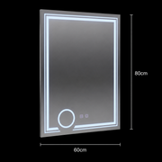 Miroir LED rectangulaire, 60x80cm, CANTO Touch, système anti-buée, intensité variable