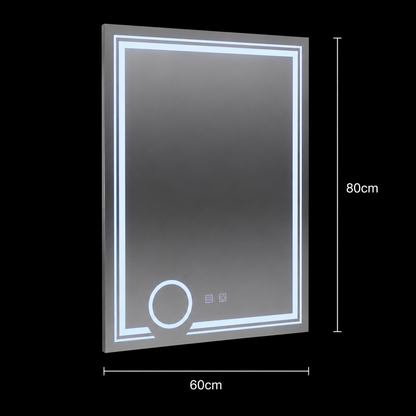 Miroir LED rectangulaire, 60x80cm, CANTO Touch, système anti-buée, intensité variable
