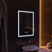 Miroir LED rectangulaire, 60x80cm, EDGE Touch, système anti-buée, cadre noir