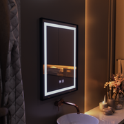 Miroir LED rectangulaire, 60x80cm, EDGE Touch, système anti-buée, cadre noir