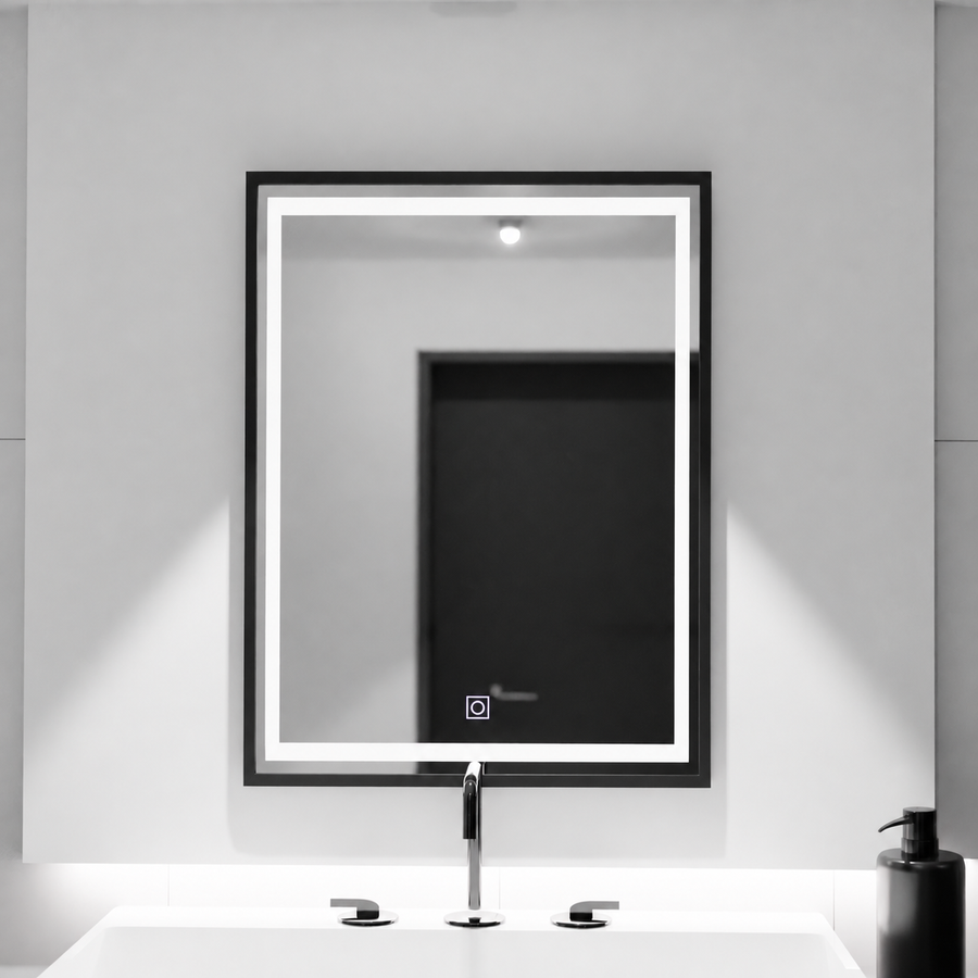Miroir LED rectangulaire, 60x80cm, abat-jour Basic Touch