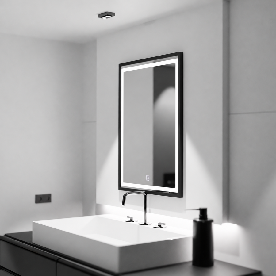 Miroir LED rectangulaire, 60x80cm, abat-jour Basic Touch