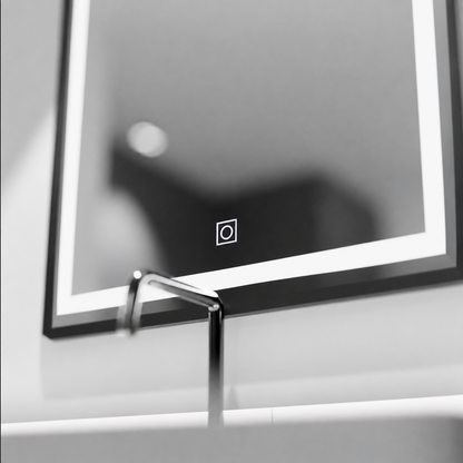 Miroir LED rectangulaire, 60x80cm, abat-jour Basic Touch