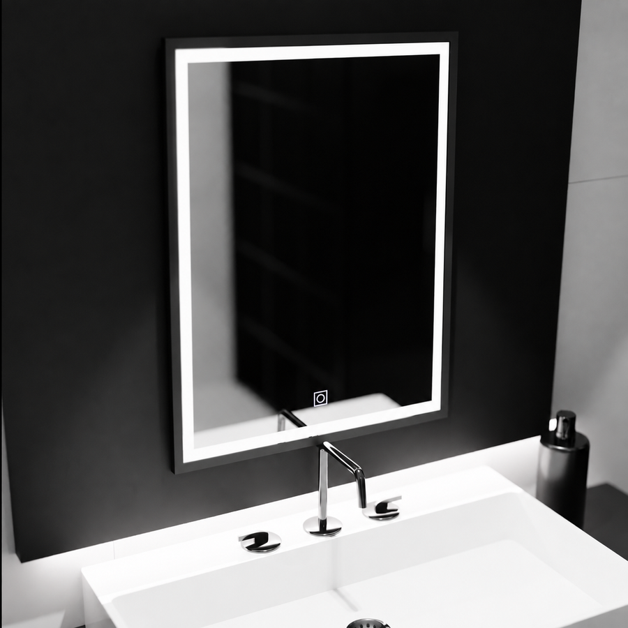 Miroir LED rectangulaire, 60x80cm, abat-jour Basic Touch