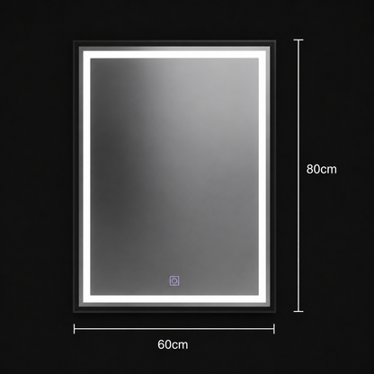 Miroir LED rectangulaire, 60x80cm, abat-jour Basic Touch