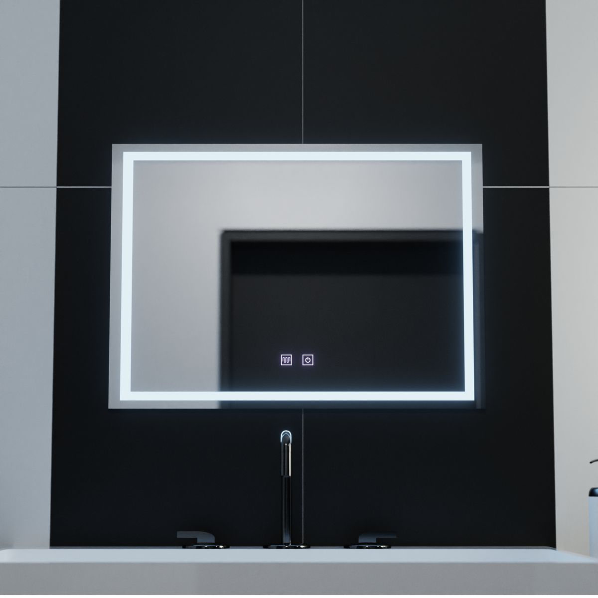 Miroir LED rectangulaire, 70x50cm, RADIANTE Touch, système anti-buée, miroir de salle de bain à intensité variable avec LED et antibuée Default Title Alessandro Design
