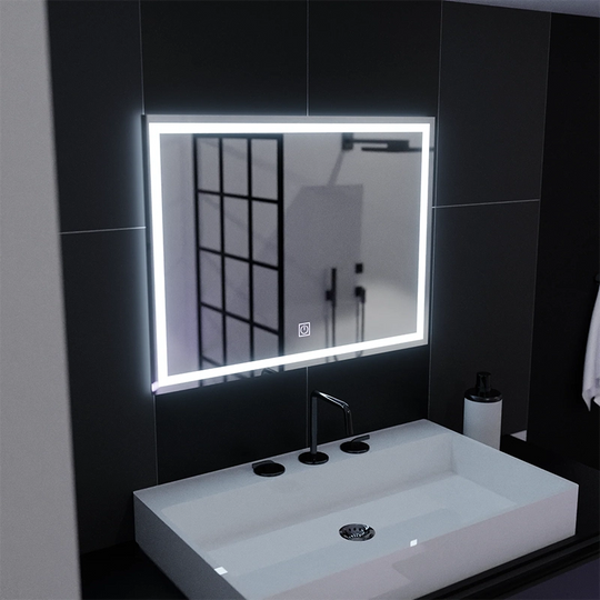 Miroir LED rectangulaire, 80x60cm, FRAME Basic Touch