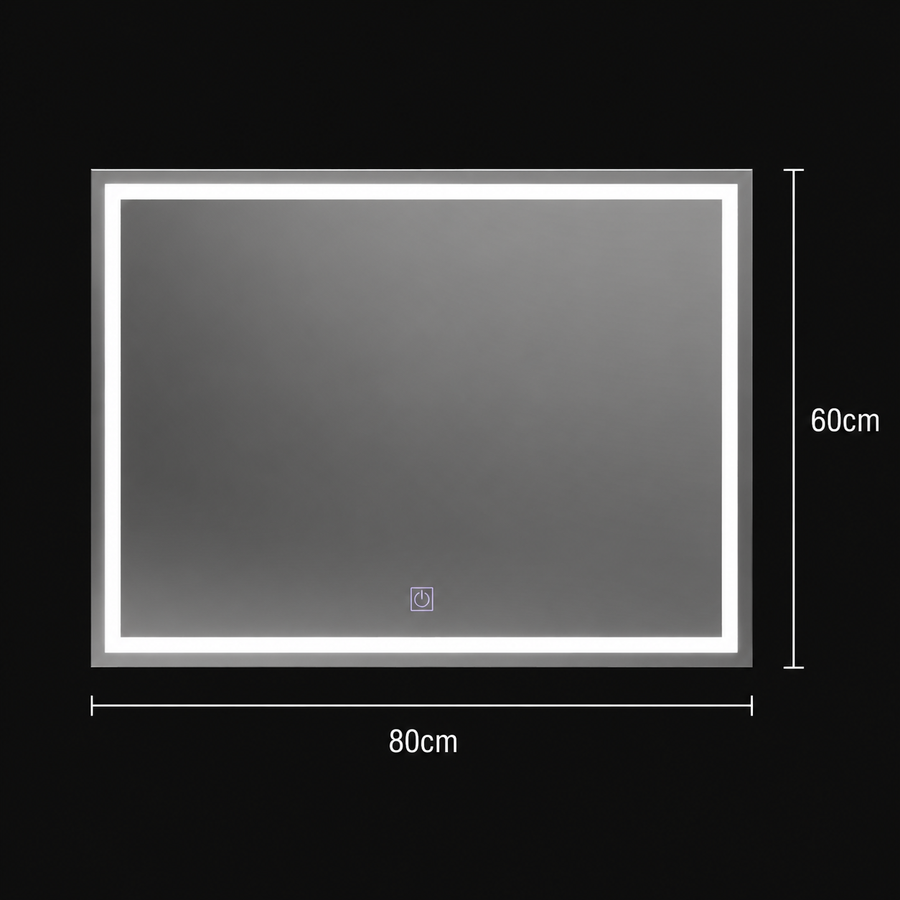 Miroir LED rectangulaire, 80x60cm, FRAME Basic Touch