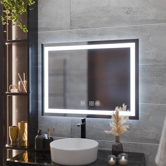 Miroir LED rectangulaire, 80x60cm, RADIANTE Touch, Système anti-buée, Gradable
