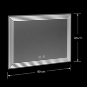 Miroir LED rectangulaire, anti-buée, 80x60cm, ADIS Basic Touch