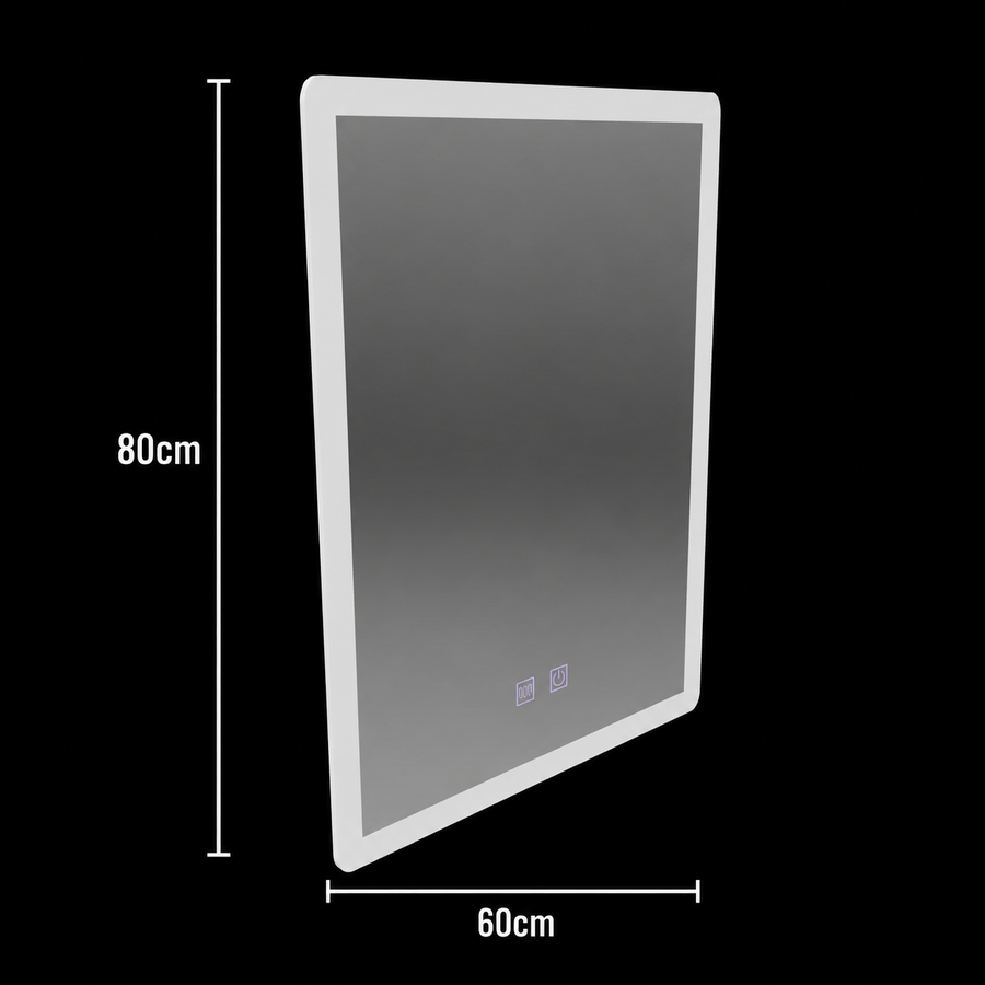 Miroir LED rectangulaire, 60x80cm, Touch VENERA, Système anti-buée, Gradable