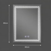 Miroir LED rectangulaire, 60x80cm, Touch Vivido, Système anti-buée, Intensité variable