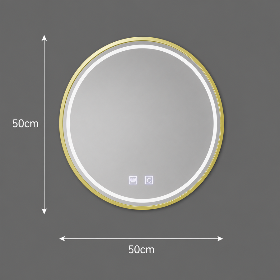Miroir LED rond, 50 cm, Glanz Touch, système anti-buée, intensité variable